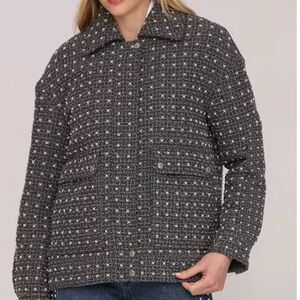 Avec Les Filles Women's Pearl Embellished Aviator Jacket